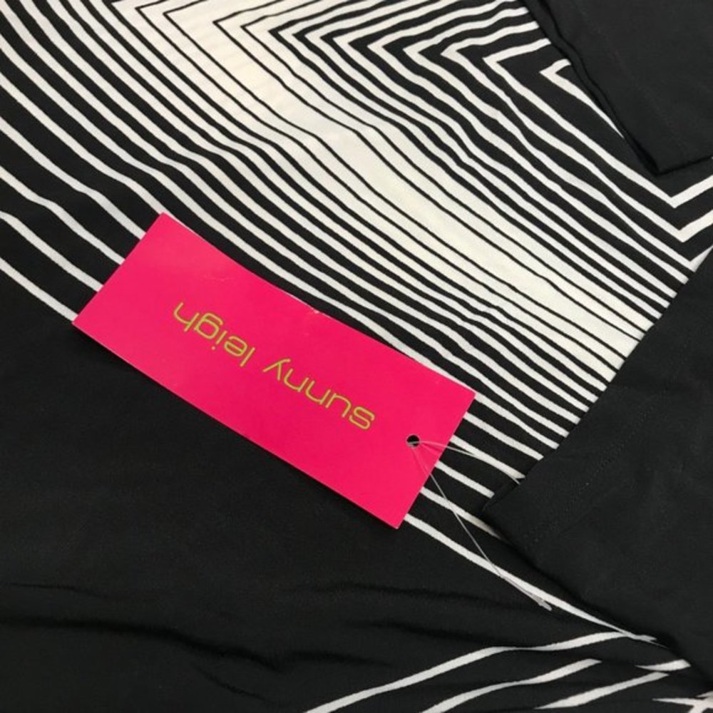 New Sunny Leigh Shift Dress Womens Medium black‎ white Career Comfort Stretch - Picture 7 of 11